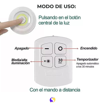 Set 3 Luces Led Inalámbricas Control Remoto!